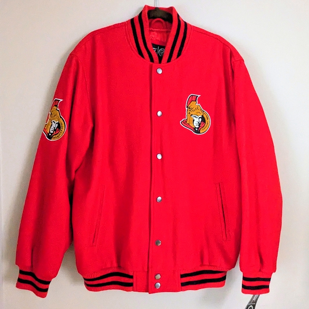 NHL Ottawa Senators Wool Blend Varsity Mens L Jacket G-III Sports Carl Banks NEW